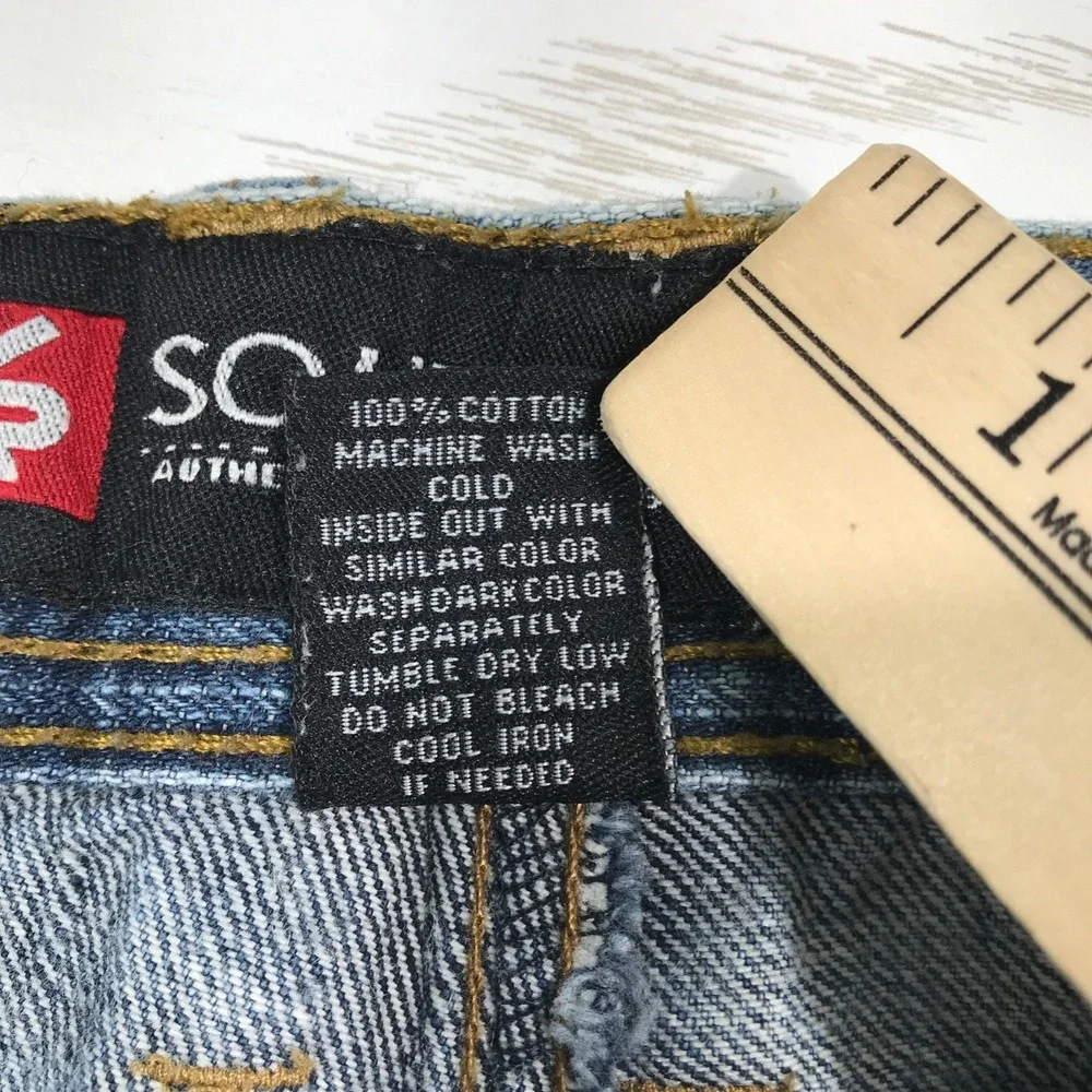 Southpole Jeans Men 38x34 Blue Acid Wash Grunge Moto Distressed 100% Cotton Y2K
